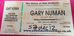 Norwich UEA Ticket 2012